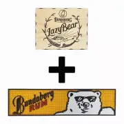 Bundaberg Bundy Rum Lazy Bear Combo Pack - Timber Sign + Rubber Bar Mat Runner