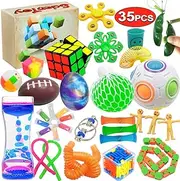Scientoy Fidget Toy Set, 35 Pcs Sensory Toy for ADD, OCD, Autistic Children, Adults, Anxiety Autism to Stress Relief and Anti Anxiety with Motion Timer, Perfect for Classroom Reward with Gift Box