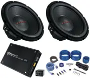 (2) Crunch CRW12D4 12" 800w Subwoofers DVC 4 Ohm Car Subs+Mono Amplifier+Amp Kit