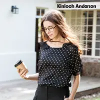 在飛比找momo購物網優惠-【Kinloch Anderson】甜美點點剪接荷葉雪紡上衣