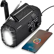 SilvaBRYSON Emergency Weather Radio, 4000mAh Solar Hand Crank Portable NOAA/AM/FM Weather Radio with 3 Mode Flashlight & Reading Lamp, Cell Phone Charger, SOS for Home and Emergency