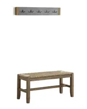 Alaterre Newport 40In Coat Hook & Rush Seat Bench Set