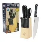 MasterChef 13-Piece Kitchen Knife Set w Wooden Storage Block Stainless Steel