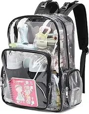 Yusudan Clear Diaper Bag Backpack for Baby Girls Boys, Mom Nappy Bags for Women