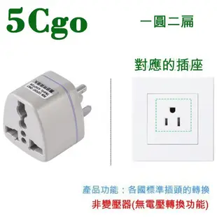 5Cgo台灣專用美規插頭(一圓二扁)有地線轉換插頭大陸電器轉接頭非變壓器-85-265V用限10A 250V 1200W