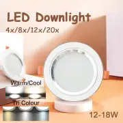 4/8/12/20X LED Downlight 12-18W 70/90/120mm Trichrome AU Plug Ceiling Lgiht 220V