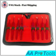 Professional Eyelash Extension Tweezers Maroon Set Of 8 Pcs Fine Points Str Cvd
