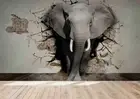 3D Brick Elephant Wallpaper Wall Mural Removable Self-adhesive 113