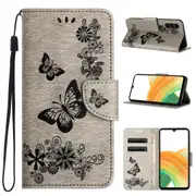 For Samsung Galaxy A35 5G Case Embossed Butterflies Wallet PU Leather, Grey