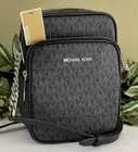 MICHAEL KORS FLIGHT BAG MEDIUM NS CHAIN CROSSBODY SHOULDER MK BLACK SIGNATURE
