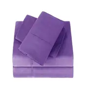 Flat Fitted Sheet 2000TC Pillowcase Set Hotel Bed S/KS/D/Queen/King Purple