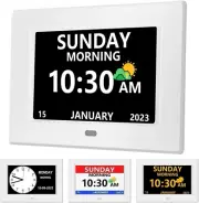 7 Inch Clock with Day and Date for Elderly Large Display Digital Clock12 Alarm 3