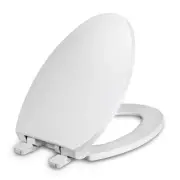Toilet Seat Elongated with Cover Soft Close, Easy to Install, Plastic, White,...