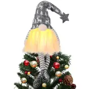 Christmas Tree Topper with Lights,Gnome Tree Topper Lighted Christmas Tree Toppe