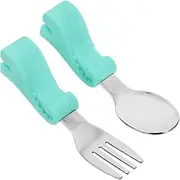 VICASKY Toddler Fork Spoon Set Baby Utensil Training Cutlery Dinosaur Theme Portable Design