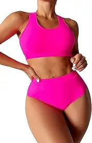[jabeick] Bikini Sets Women's High Waist Swimsuit Two Piece Large Breasts Sexy Sporty Swimsuit Beach Bikini