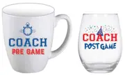 Coach Mug & Stemless Wine Glass Set - 'Pre Game & Post Game'