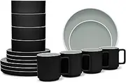 [Noritake] ColorTrio Graphite 16-Piece Set, STAX in Black/White, Multicolor