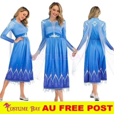AU Adult Womens Frozen 2 Snow Queen Elsa Costume Cosplay Fancy Dress Book Week