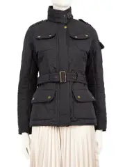 Navy Zipped Quilted Coat