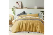 100% Linen Ochre Quilt Cover Set by Vintage Design Homewares
