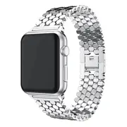 For Apple Watch 8 /7 /SE /6 /5 /4 /3 /2 /1 Ultra Stainless Steel Link Bracelet 38mm 40mm 41mm Strap Wristband - Silver