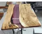 Studying Room Glossy Epoxy Table Top Resin Table Walnut Custom Order