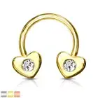 Horseshoe Barbell Continuous Piercing with CZ Gem Encrusted Heart Ends