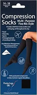 [undercover lingerie] Pretty Leg 1 Pair of Mens & Ladies Knee High Compression Flight Socks, Black, 4-7