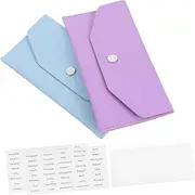 SEWACC 2 Sets Cash Wallet Organizer for Women Stylish PU Cash Pouch Button Closure Compact Design for Budgeting Check Billing