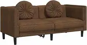 vidaXL 2-Seater Sofa with Cushions - Brown Faux Suede Leather Couch, Loveseat - Contemporary Living Room Furniture, 173.5x77x70 cm