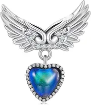[Teleye] Wing Guardian Emotion Stone Charm 925 Sterling Silver Charm Fits For Pandora Bracelet Necklace,SCC2581, Cubic Zirconia, Created Cubic Zirconia