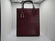 NWT Marc Jacobs Micro Tote - Croc Embossed Leather Crossbody Bag in Syrah Maroon