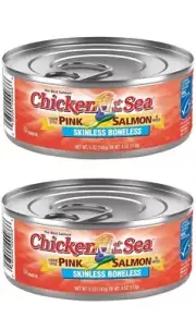 Chicken of the Sea Pink Salmon Skinless Boneless 2 PACK Pull Open Can FAST SHIP