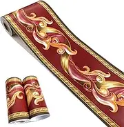 10 Meters Wallpaper Border Flower Peel and Stick Border Removable Wall Decal Sticker Self Adhesive Molding Border for Living Room Bathroom Kitchen