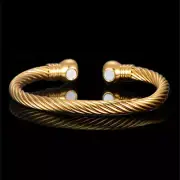 Gold Pure Copper Magnetic Bangle Energy Power Balance Pain Relief Men Women RX
