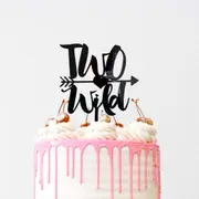 Acrylic Black 'Two Wild' with Arrow Birthday Cake Topper