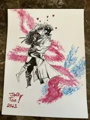 Gambit & Rogue Original 9x12 Sketch Art by Jeff Tae