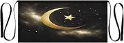 [Joitme] Golden Crescent Star Black Women Apron, Short Apron with Pockets, Bistro Aprons with Pockets, Golden Crescent Star Black (2)