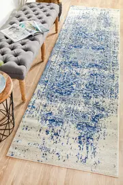 Abode Rug Culture White Navy Vintage Glam Runner Rug