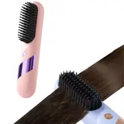 Portable Cordless Hair Straightener Brush with LED Display-Pink