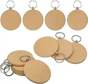 3 Inch Big Round Wood Engraving Blanks Wood Blanks Blank Wooden Key Tag with Keychain (20 PCS)