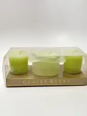 Claire Burke ORIGINAL Votive Candle Set of 3 Roses Lavender Spice VTG w/holder