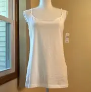 NWT LOFT Scoop Neck Layering Cami; Adjustable Straps; Size L; White