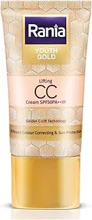 Rania CC Cream SPF50PA++IR with Vitamin C,24K Gold|Tinted moisturizer|Foundation & skincare|Lightweight|9-5 long lasting |Natural makeup look,25g