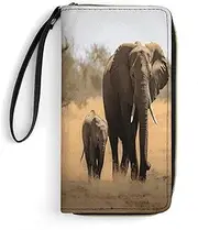 [BFGWK] Big Wallet Novelty Elephants Walking Mom Print Long Zipper Wallet Leather Wallet Suitable for Men and Women, Style, 19.8x10.5cm, Style, 19.7x10.5cm