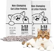 Zeolite Cat Litter Pellets 5 LBs, Generic Litter Pellets Refills for Dual-Layer Stainless Steel Litter Box Systems, Long-Lasting Odor Control, Non-Clumping, Low Dust & Tracking, Pack of 2