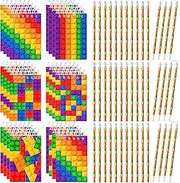 25 Pack Mini Building Block Notebooks Spiral Notepads with 50 Brick Styles Wood Pencils for Birthday Party Favors, Goodie Bag Stuffers, Children Classroom Rewards, Carnival Party