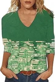 [Generic] Womens Cotton Short Sleeve Tees Plain Travel Cute Tops V Neck Slim Fit Half Sleeve Tshirts Shirts Spring Blouse All Womens Tops