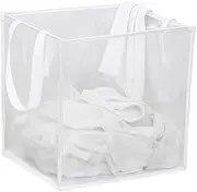 Pop Up Laundry Baskets - Mesh Collapsible Laundry Hampers Storage with Handle - Foldable for Washing Storage, Great for The Kids Room, College Dorm, Travel Organizer (Grey) (white)